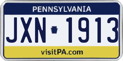 PA license plate JXN1913