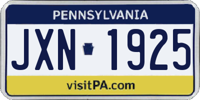 PA license plate JXN1925