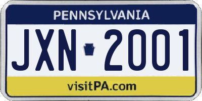 PA license plate JXN2001