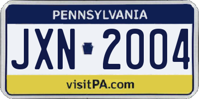 PA license plate JXN2004
