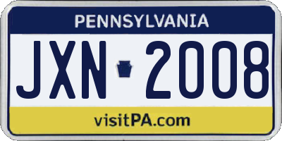 PA license plate JXN2008