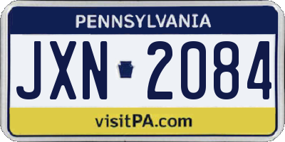 PA license plate JXN2084