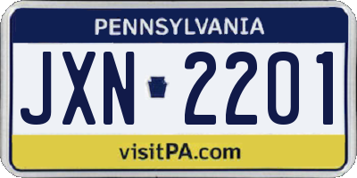 PA license plate JXN2201