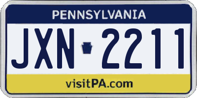 PA license plate JXN2211