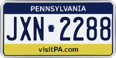 PA license plate JXN2288