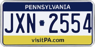 PA license plate JXN2554