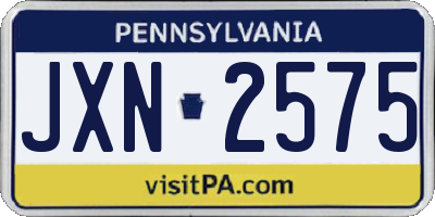 PA license plate JXN2575