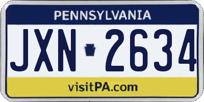 PA license plate JXN2634