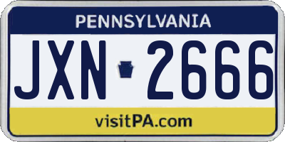 PA license plate JXN2666