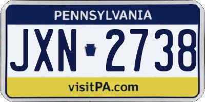 PA license plate JXN2738