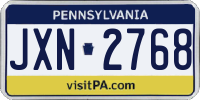 PA license plate JXN2768