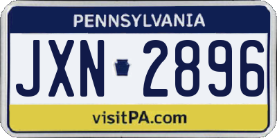 PA license plate JXN2896
