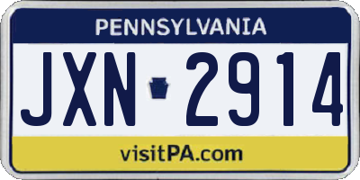 PA license plate JXN2914