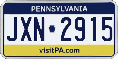PA license plate JXN2915