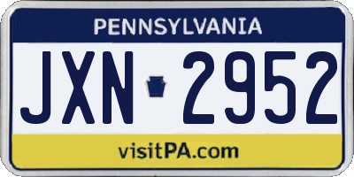 PA license plate JXN2952