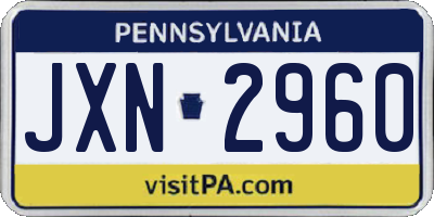 PA license plate JXN2960