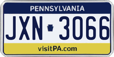 PA license plate JXN3066