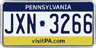 PA license plate JXN3266