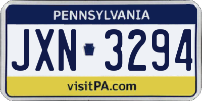 PA license plate JXN3294