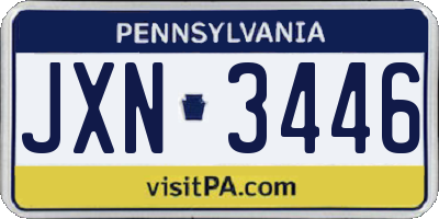 PA license plate JXN3446