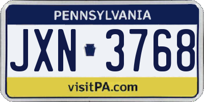 PA license plate JXN3768