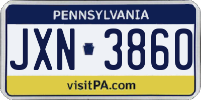 PA license plate JXN3860