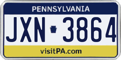 PA license plate JXN3864