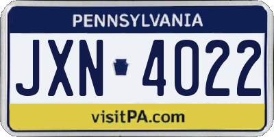 PA license plate JXN4022
