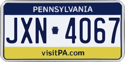 PA license plate JXN4067