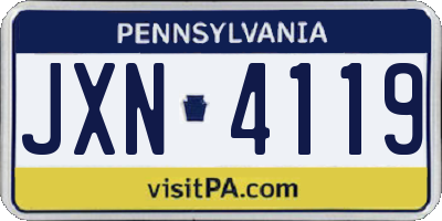 PA license plate JXN4119