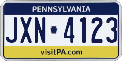PA license plate JXN4123
