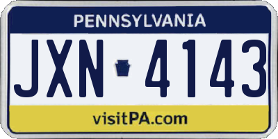 PA license plate JXN4143