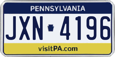PA license plate JXN4196