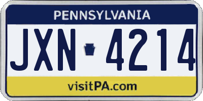 PA license plate JXN4214