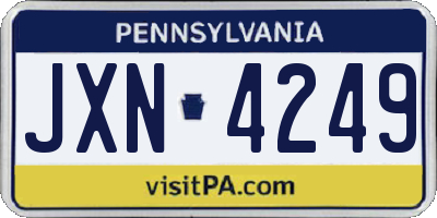 PA license plate JXN4249