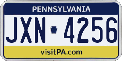 PA license plate JXN4256