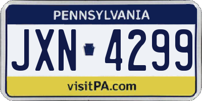 PA license plate JXN4299