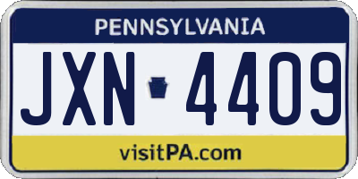 PA license plate JXN4409