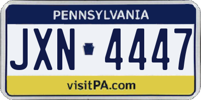 PA license plate JXN4447