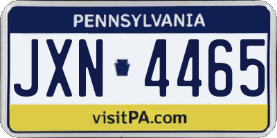 PA license plate JXN4465