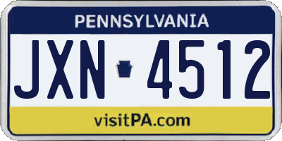 PA license plate JXN4512