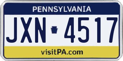 PA license plate JXN4517