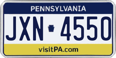 PA license plate JXN4550