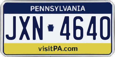 PA license plate JXN4640