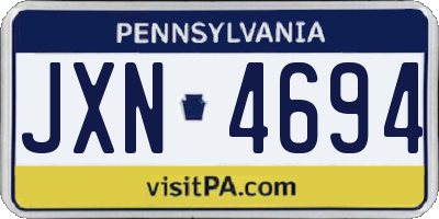 PA license plate JXN4694