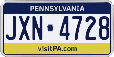 PA license plate JXN4728