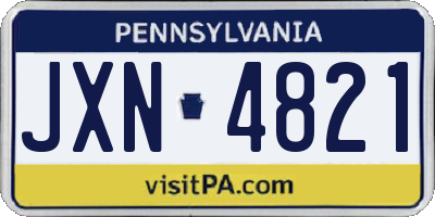PA license plate JXN4821