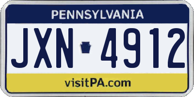 PA license plate JXN4912