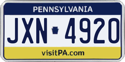 PA license plate JXN4920