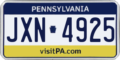 PA license plate JXN4925
